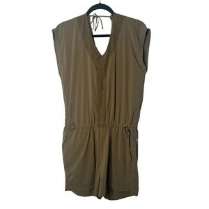 Indyeva Esi Green Sleeveless Jumpsuit with V-Neck and Elastic Waist